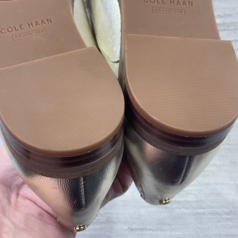 Cole Haan Grand 360 Gold Metallic Leather Oxford Shoes W20351 Womens 6B - Picture 4 of 11